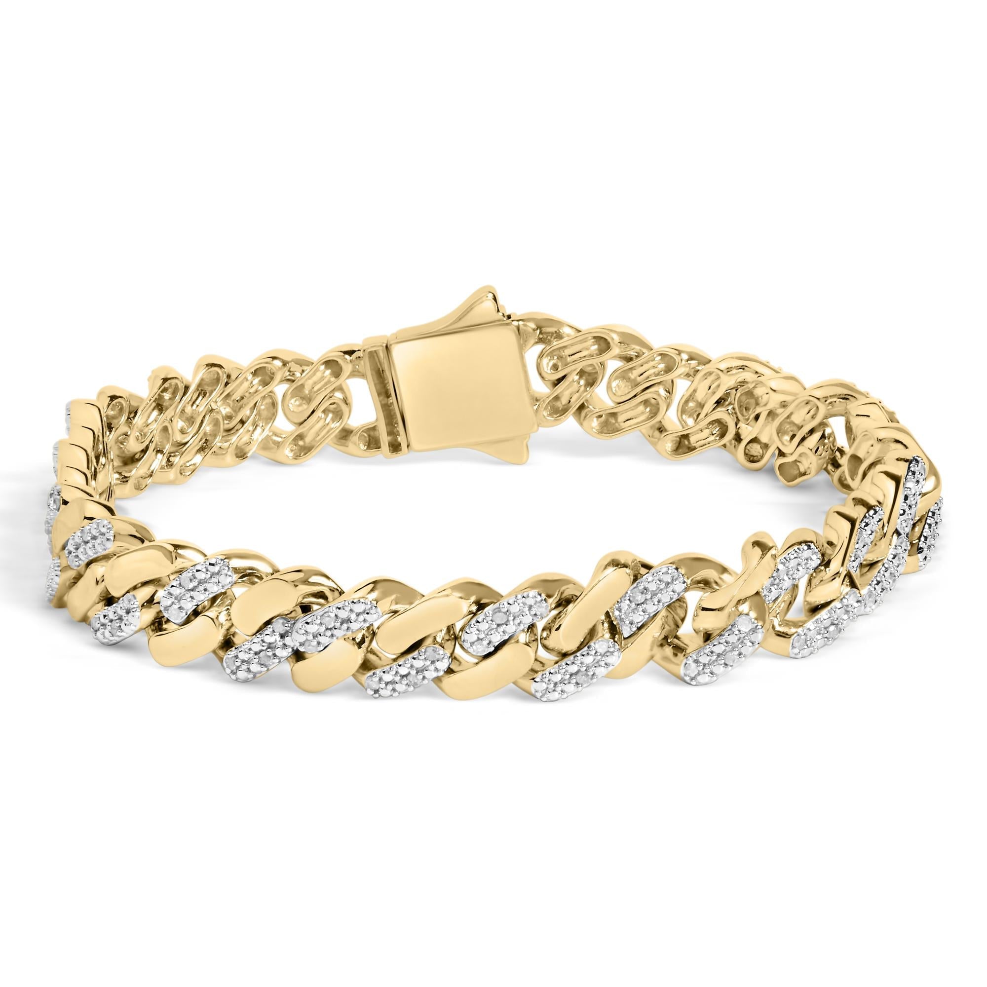 .925 Sterling Silver 1/2 Cttw Diamond Cuban Curb Chain Bracelet (I-J Color, I3 Clarity)-  8.5" Inches - Friggin Jewelry