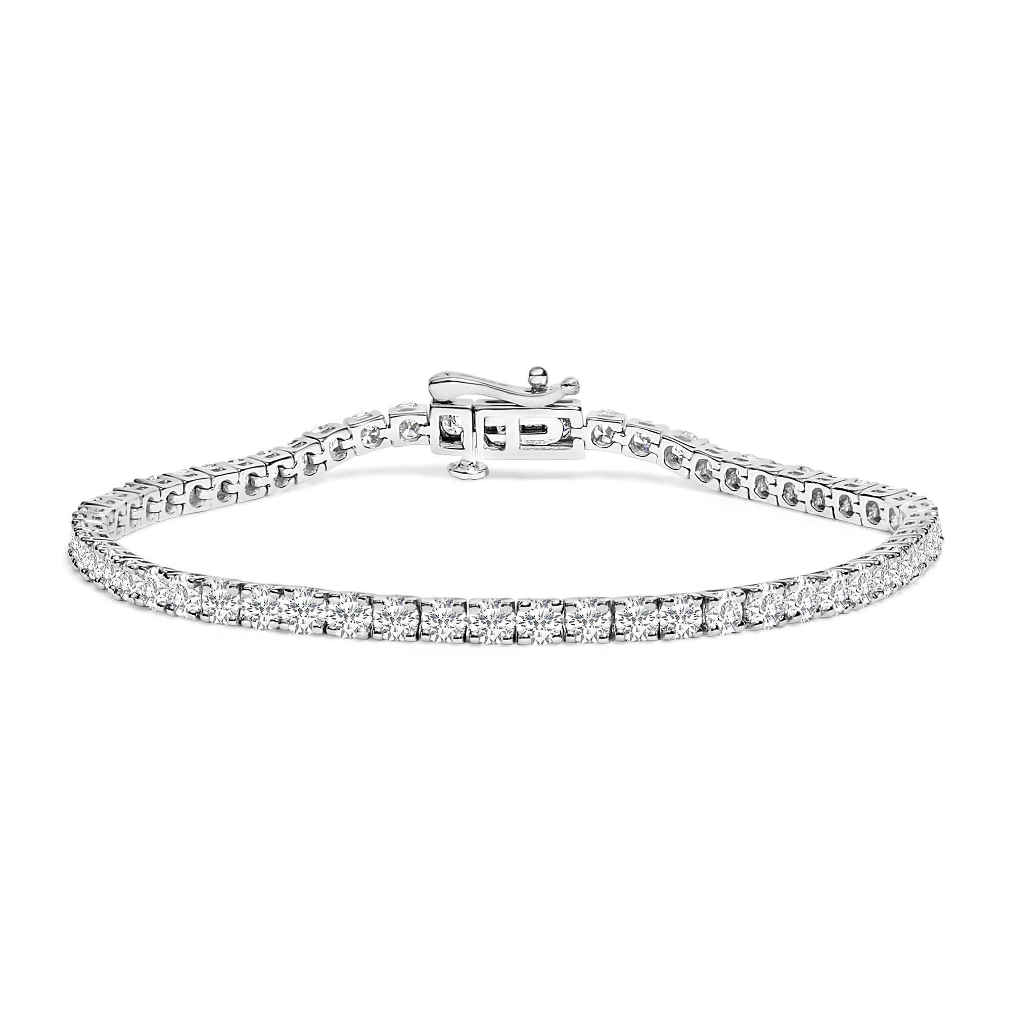 Bracciale tennis classico in oro bianco 14 carati con diamanti coltivati ​​in laboratorio da 6,00 ct - 7,25" - Friggin Jewelry