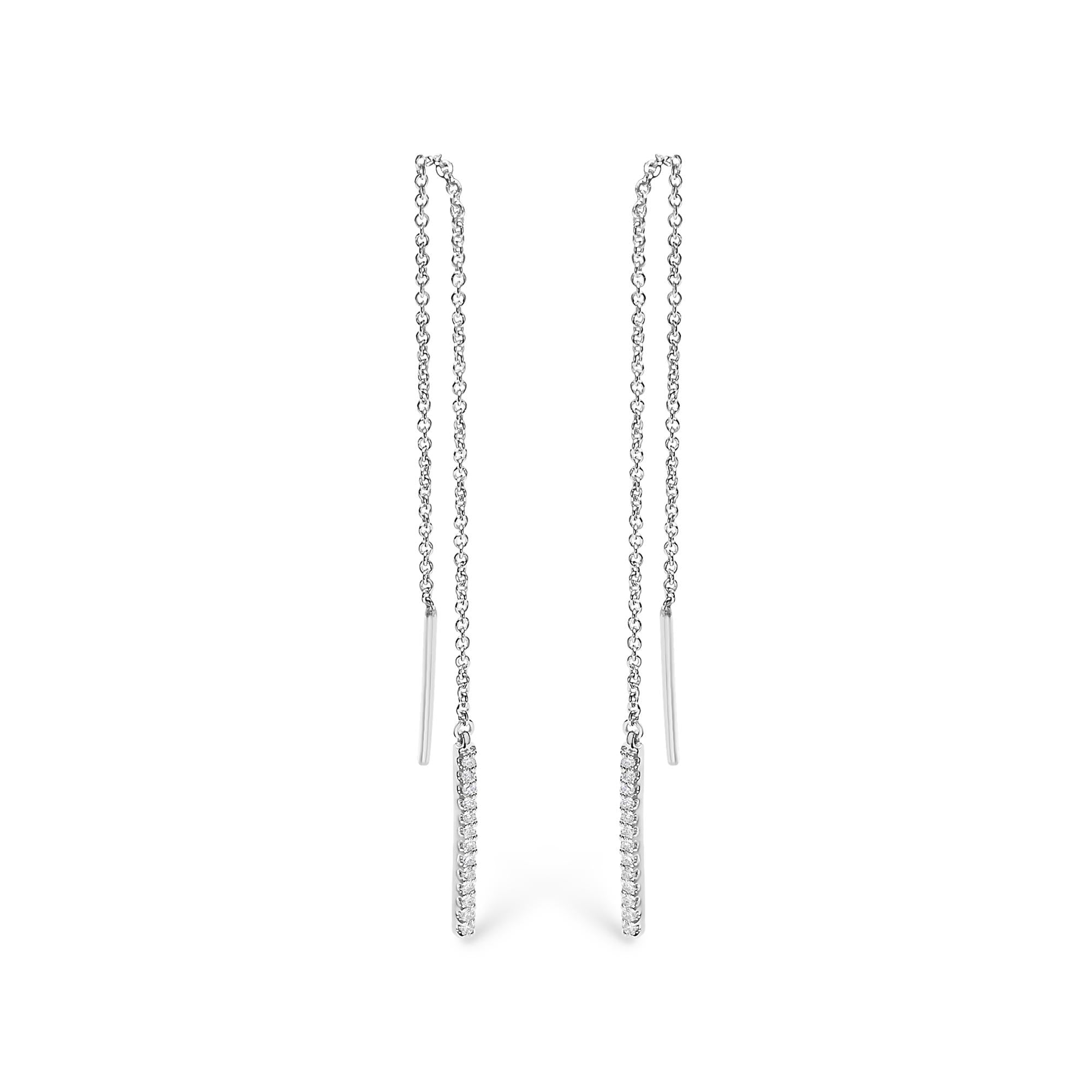 10K White Gold 1/10 Cttw Diamond Threader Earrings - Friggin Jewelry