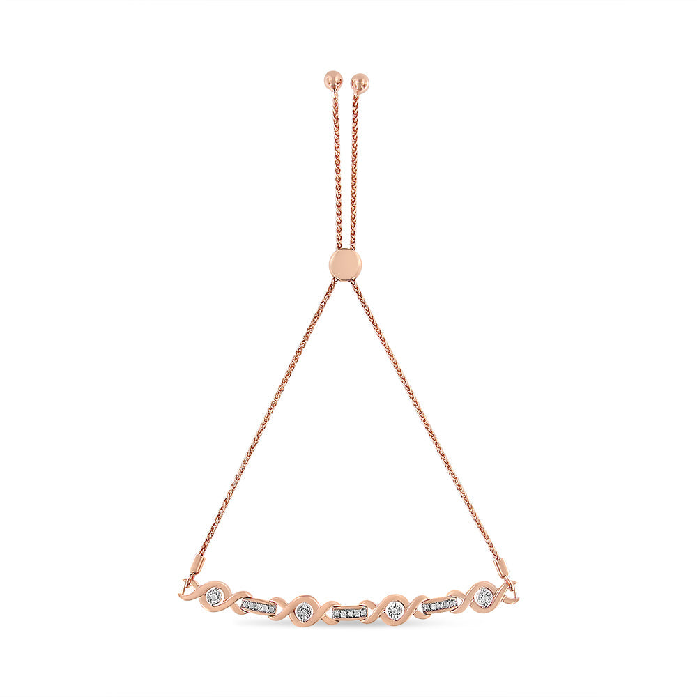 Bracciale Bolo regolabile in argento sterling 925 con diamanti incastonati a canale, da 4" a 10" (colore IJ, purezza I3) - Friggin Jewelry