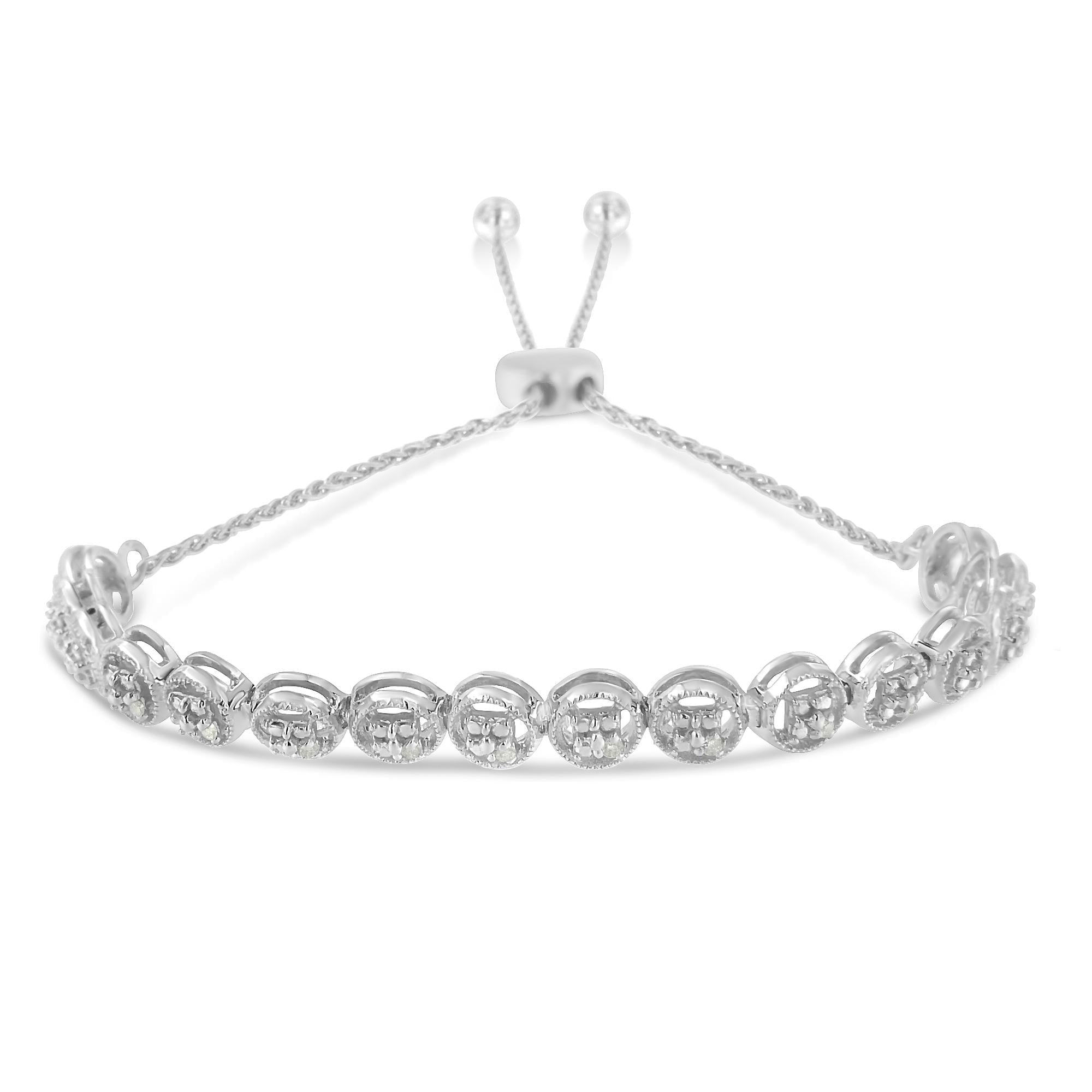 Bracciale Bolo in argento sterling con diamanti (0,1 cttw, colore IJ, purezza I3) - Friggin Jewelry