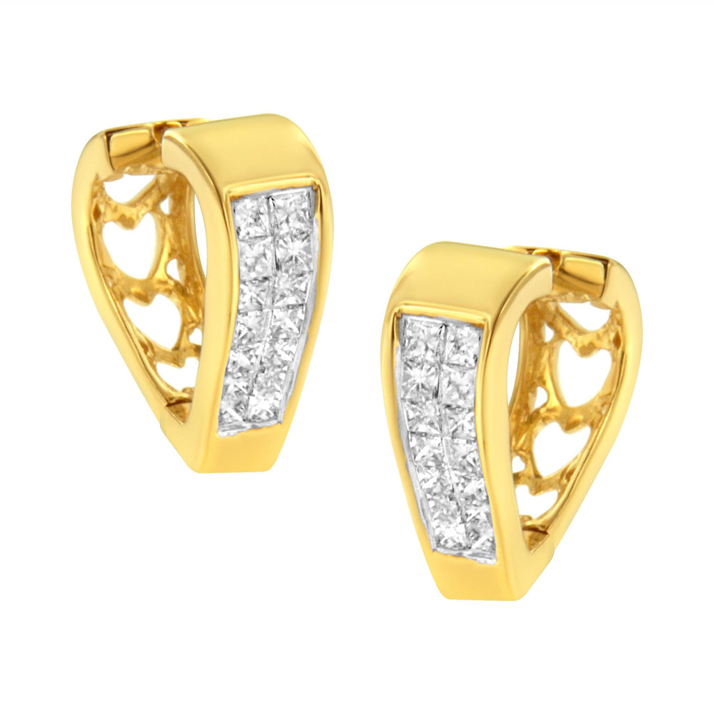 14K Yellow Gold Diamond Huggy Earrings (1/2 cttw, H-I Color, SI2-I1 Clarity) - Friggin Jewelry