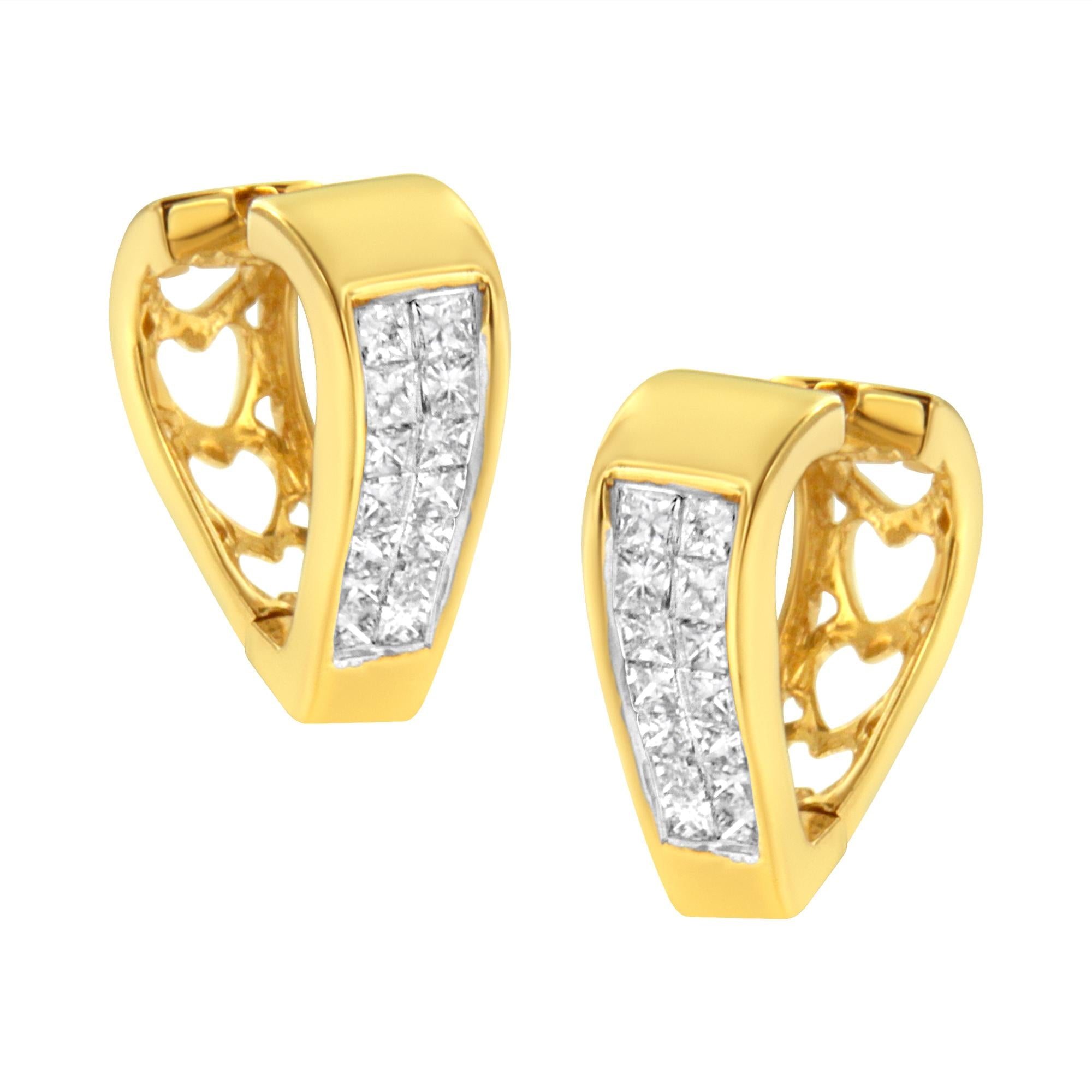 14K Yellow Gold Diamond Huggy Earrings (1/2 cttw, H-I Color, SI2-I1 Clarity) - Friggin Jewelry