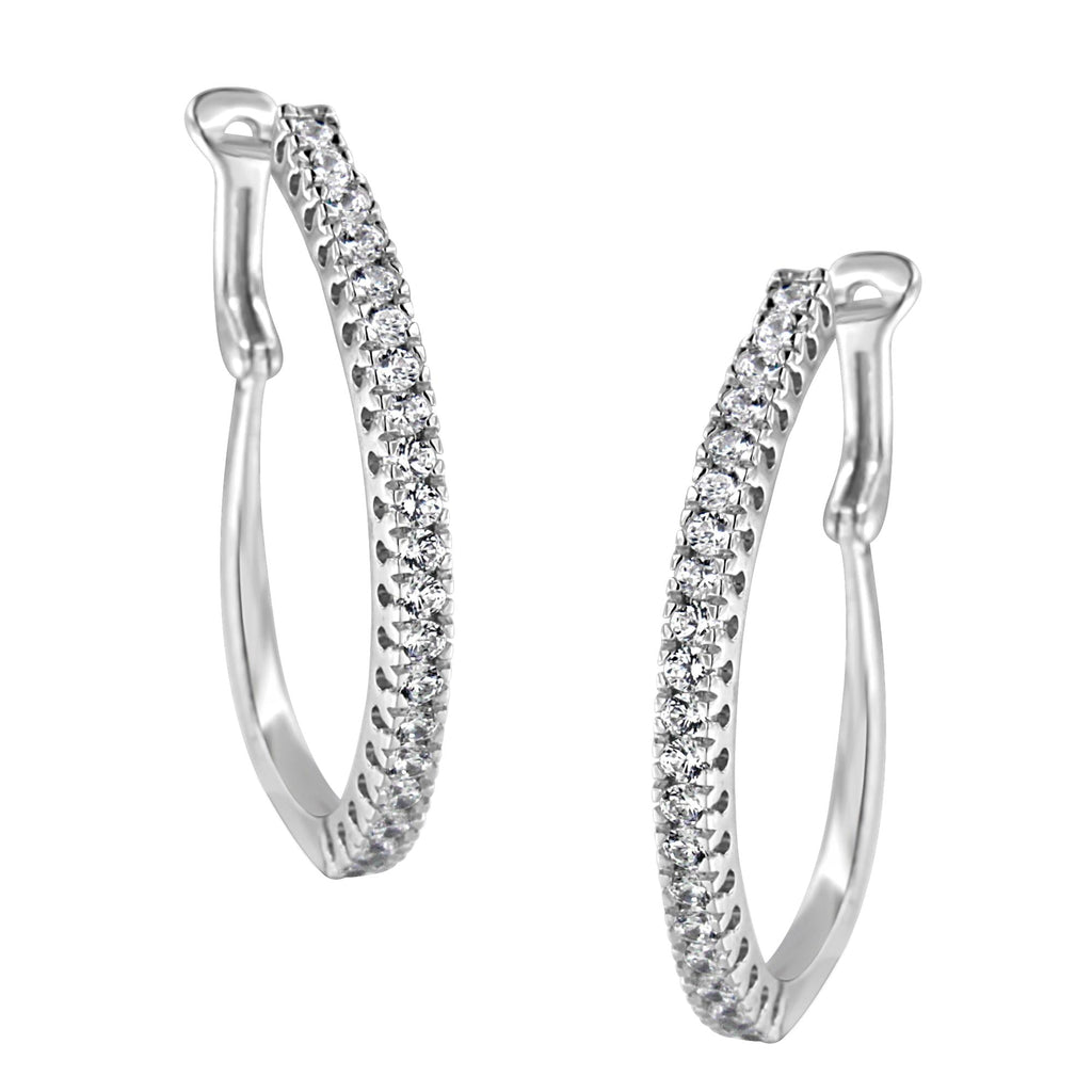 Orecchini a cerchio in oro bianco 10 carati con diamanti da 1 carato (purezza IJ, colore I2-I3) - Friggin Jewelry