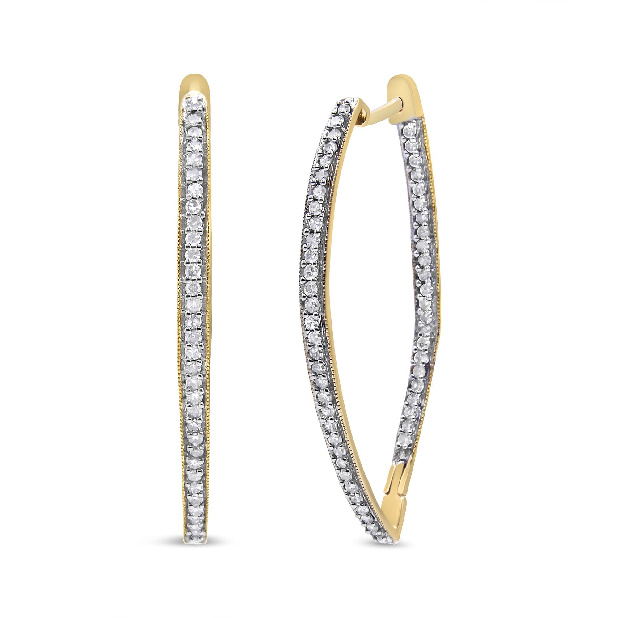 Orecchini in oro giallo 10k con diamanti taglio rotondo (1 carato, colore IJ, purezza I2-I3) - Friggin Jewelry
