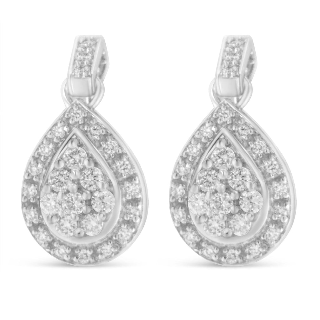 10k White Gold Round Cut Diamond Earrings (0.75 cttw, H-I Color, I1-I2 Clarity) - Friggin Jewelry