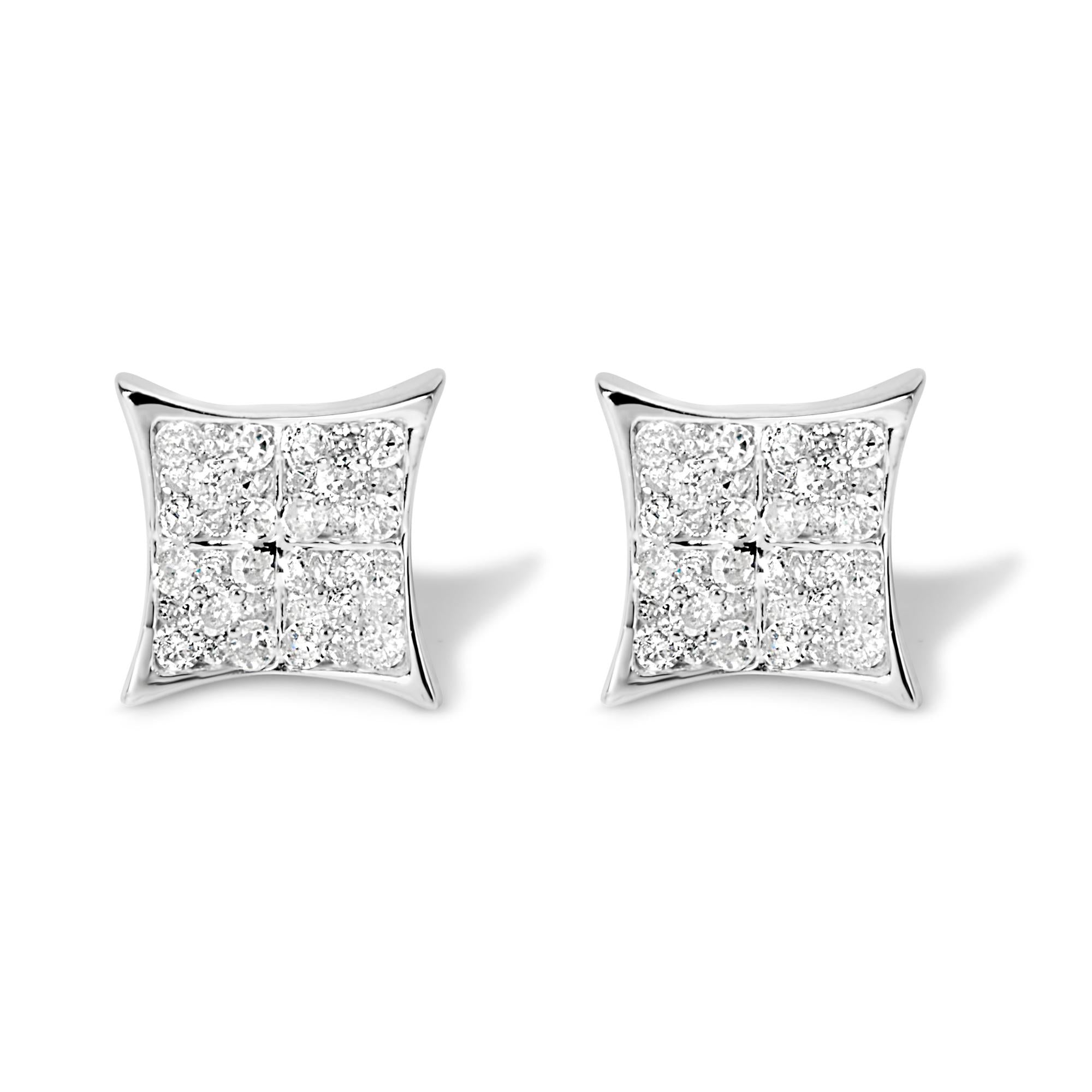 Pendiente cuadrado curvo de diamante compuesto de 3/4 quilates en plata de ley 925 (color IJ, claridad I3) - Friggin Jewelry