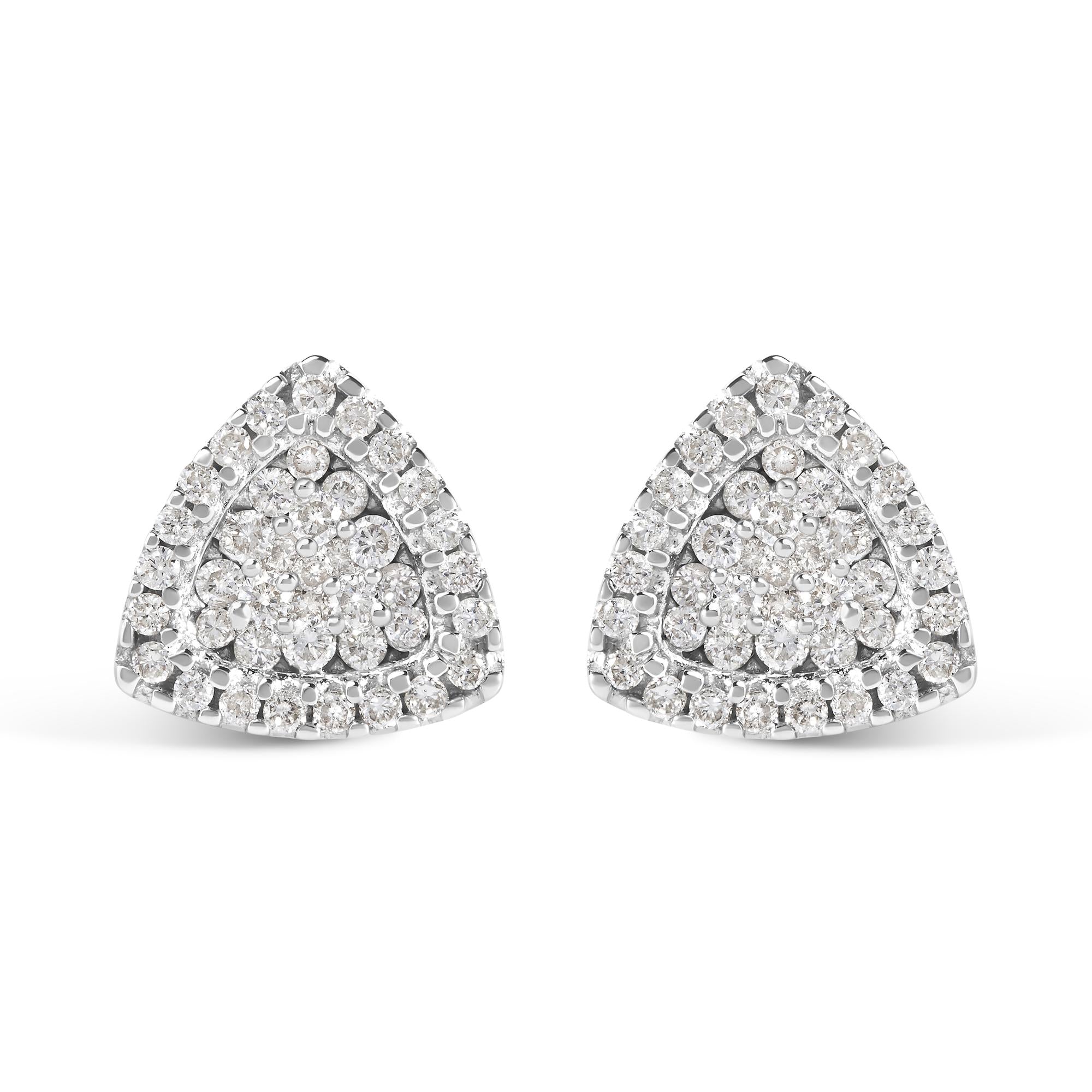14K White Gold 1/2 cttw Trillion Shaped Diamond Stud Earrings (H-I Clarity, SI2-I1 Color) - Friggin Jewelry
