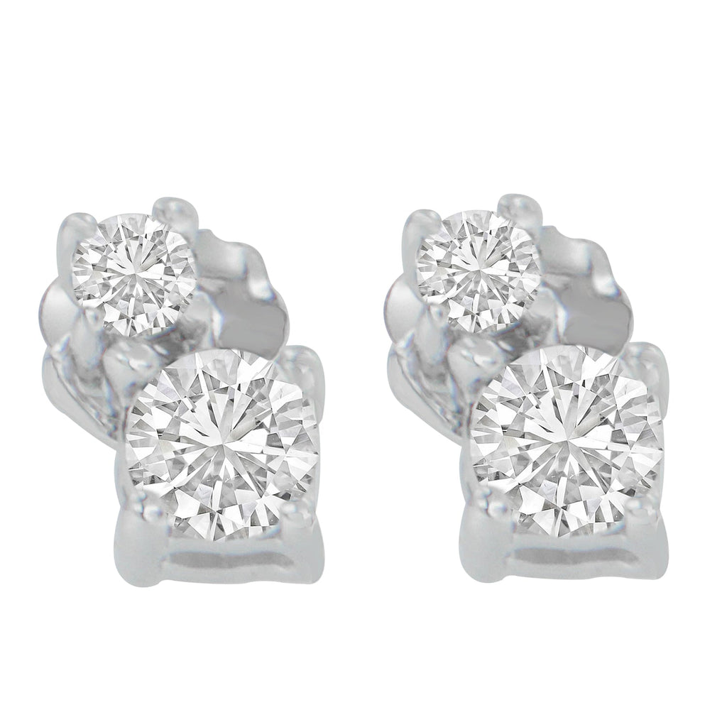 14K White Gold 1/2 cttw Round Cut Diamond Earrings (H-I, SI2-I1) - Friggin Jewelry