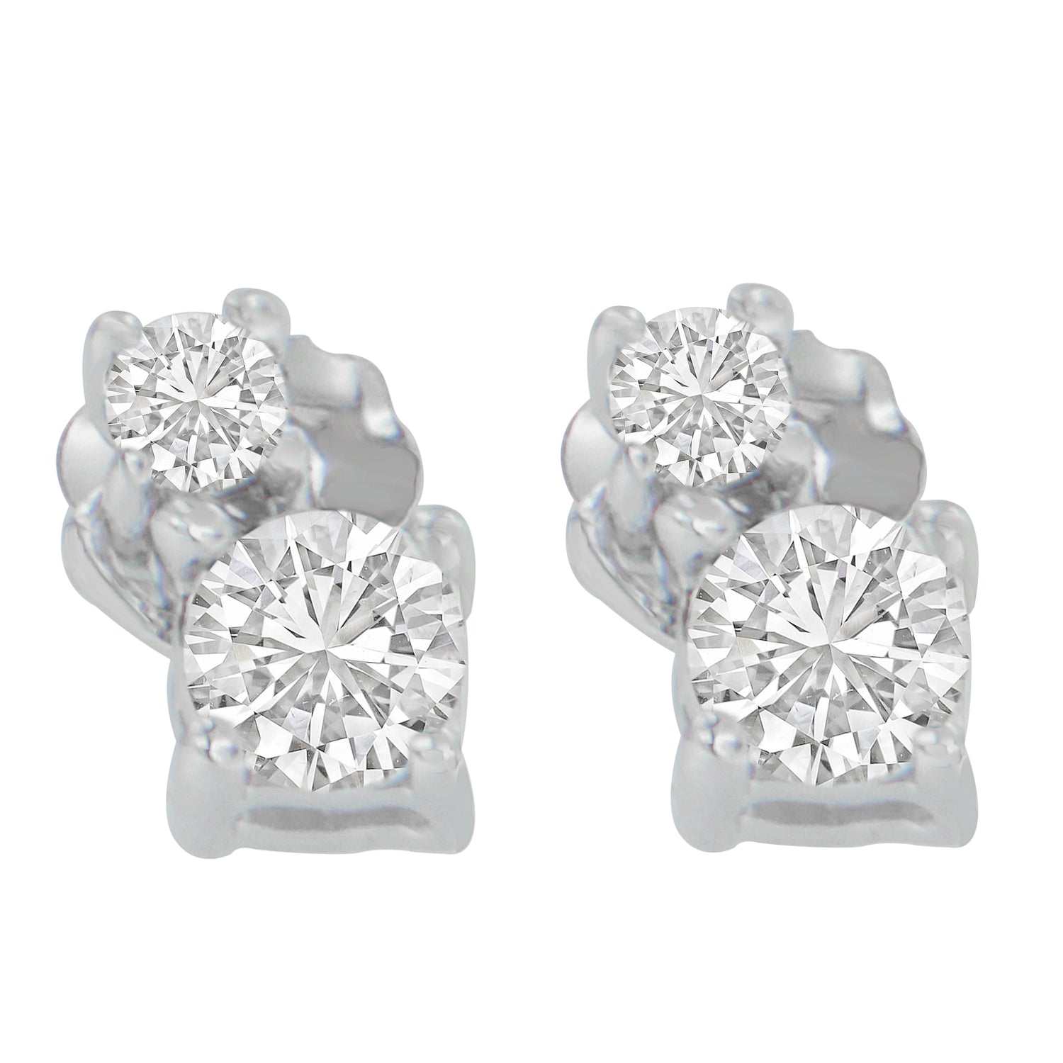 14K White Gold 1/2 cttw Round Cut Diamond Earrings (H-I, SI2-I1) - Friggin Jewelry