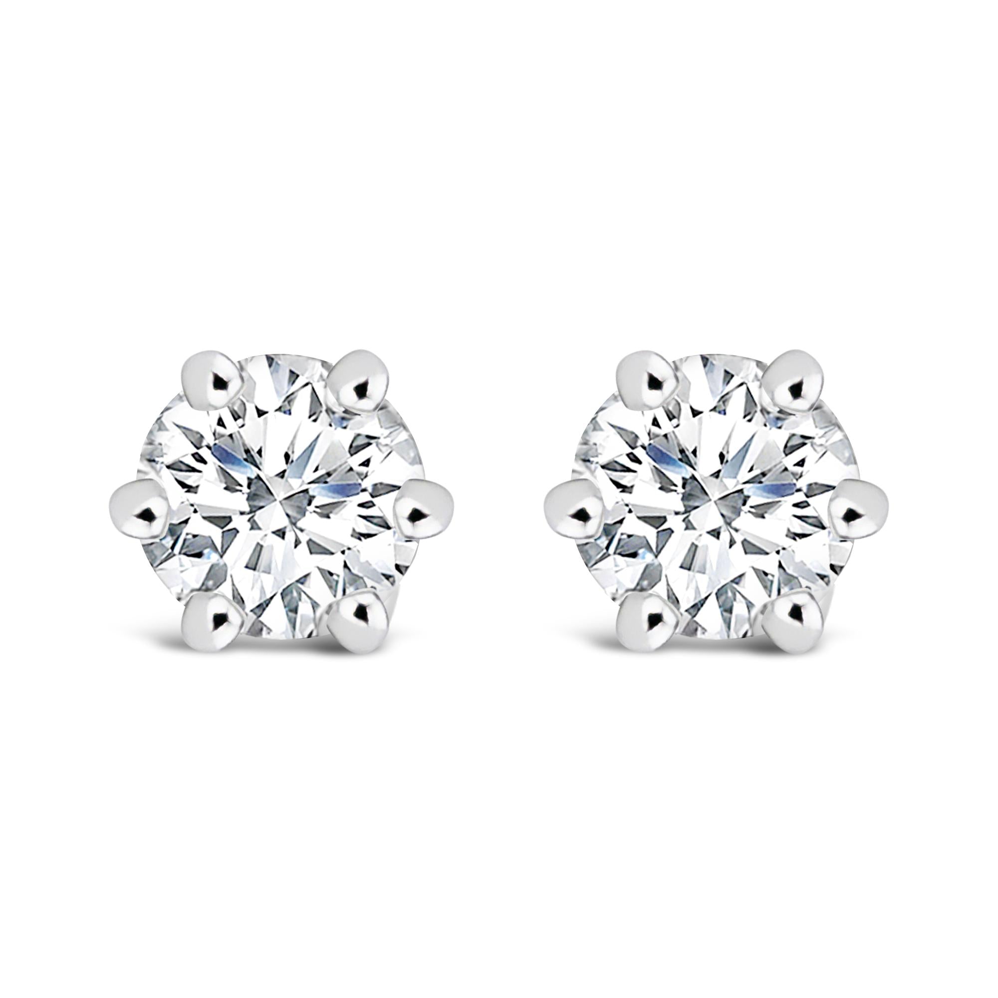 Aretes de oro blanco de 14 quilates con halo oculto de 6 puntas y diamantes cultivados en laboratorio de 1/2 quilates (color FG, claridad VS1-VS2) - Friggin Jewelry