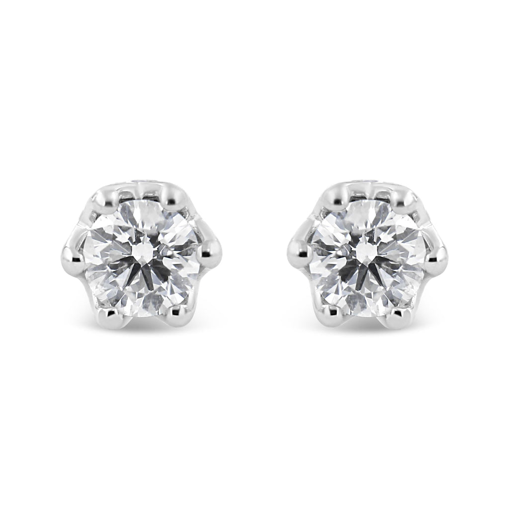 Aretes de oro de 14 quilates con corona de diamantes redondos de 1/2 quilates (color IJ, claridad I1-I2) - Friggin Jewelry