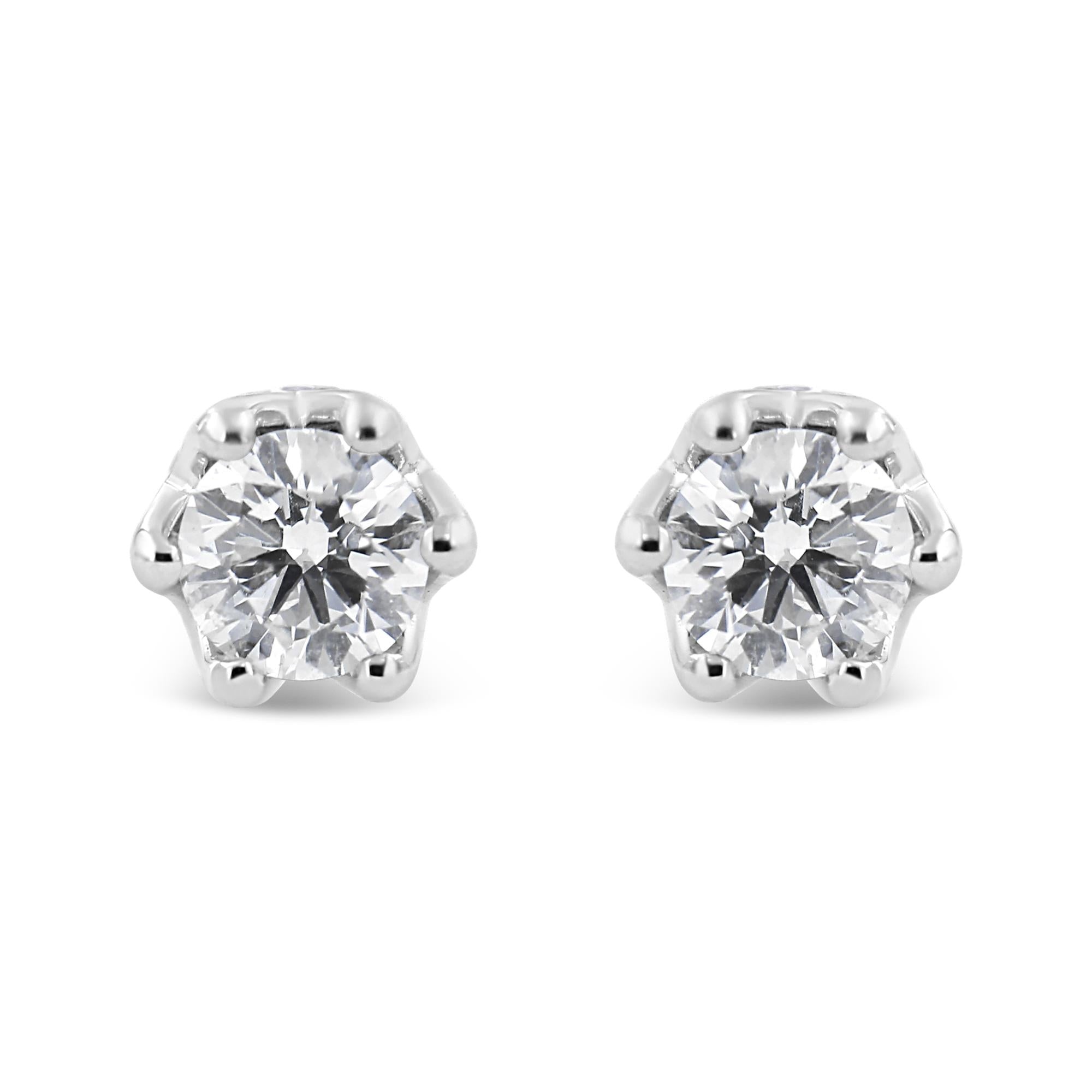Aretes de oro de 14 quilates con corona de diamantes redondos de 1/2 quilates (color IJ, claridad I1-I2) - Friggin Jewelry