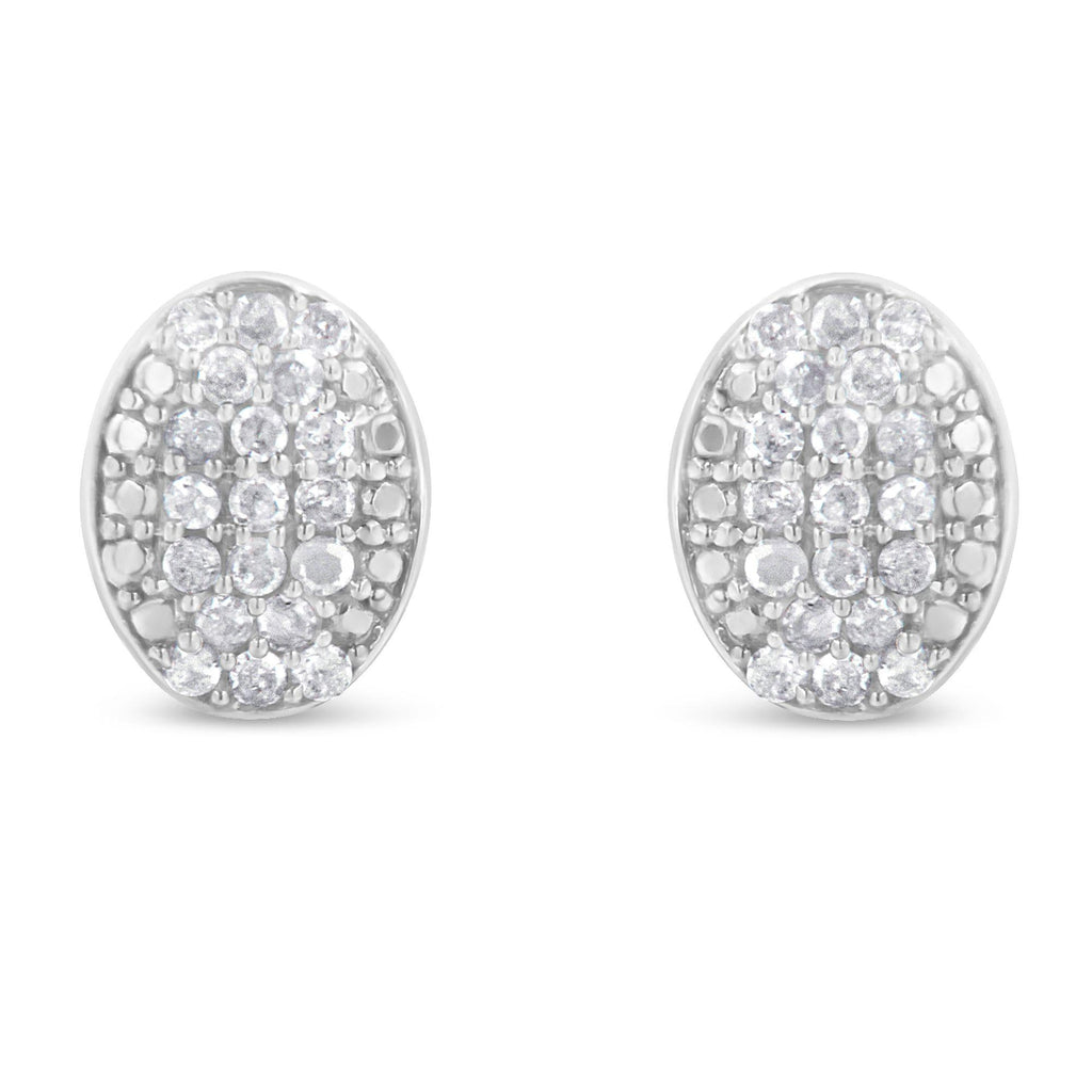 Pendientes de plata de ley con diamantes redondos y ovalados (1/2 ct, color IJ, claridad I2-I3) - Friggin Jewelry