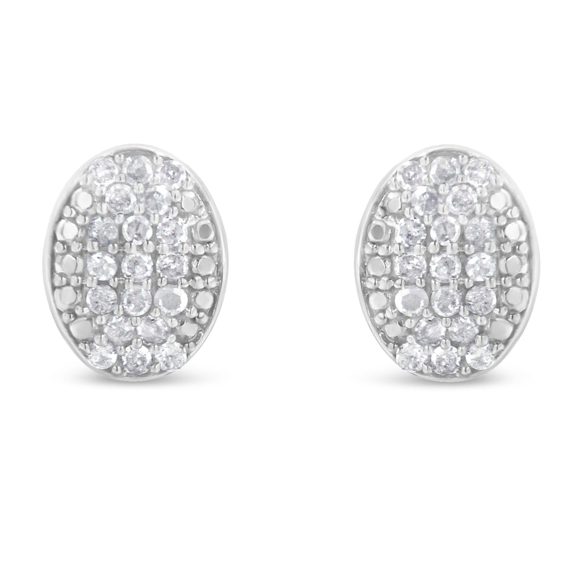 Pendientes de plata de ley con diamantes redondos y ovalados (1/2 ct, color IJ, claridad I2-I3) - Friggin Jewelry