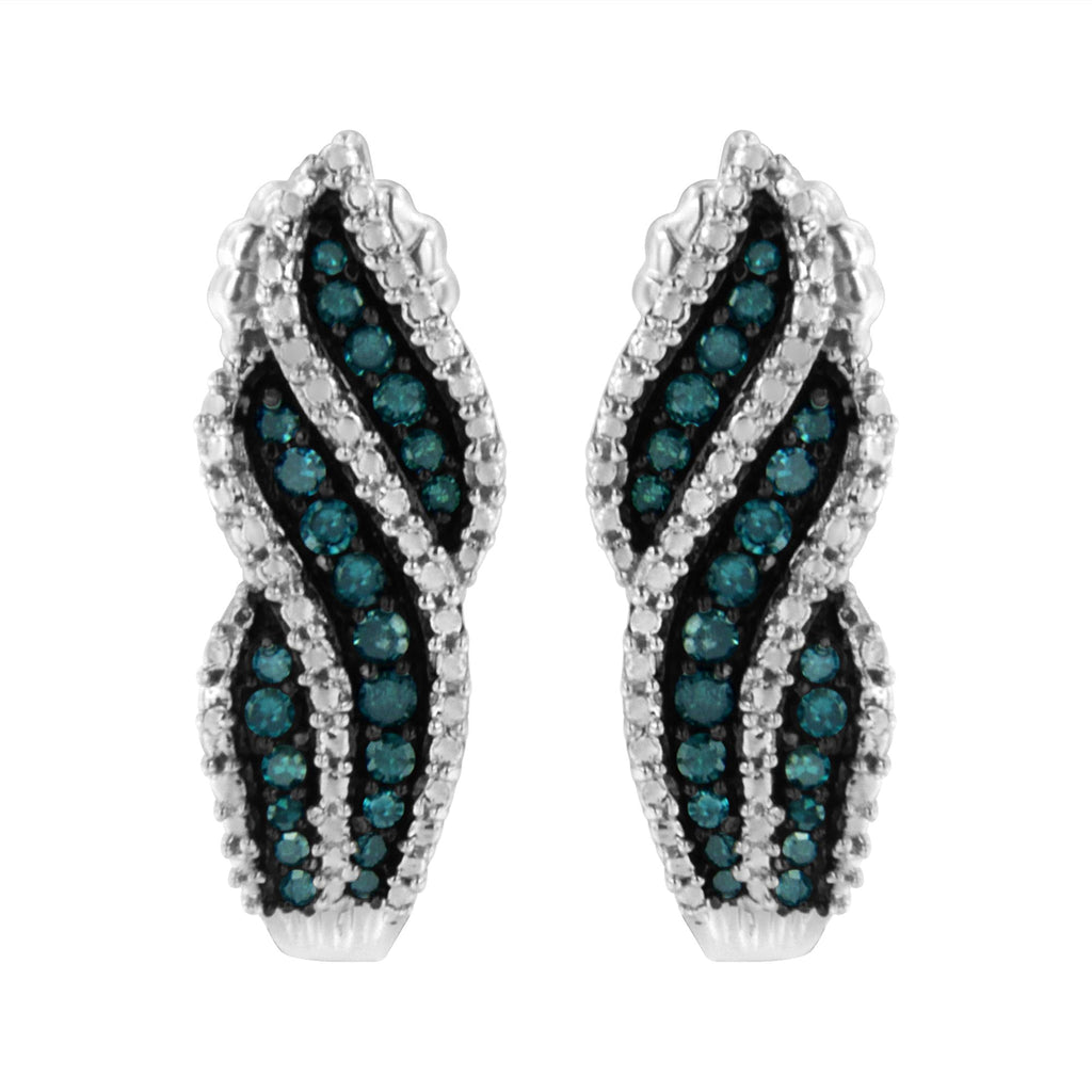 Pendientes colgantes de plata de ley de 0,5 ct con diamantes azules tratados con TDW (azul, I1-I2) - Friggin Jewelry