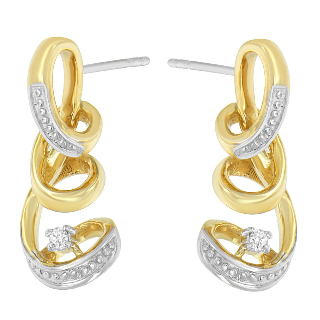 Espira 10K Two Tone Gold Round cut Diamond Earring (0.05 cttw, J-K Color, I2-I3 Clarity) - Friggin Jewelry
