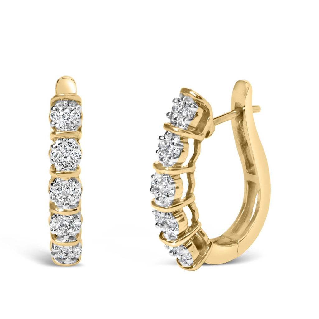 Aros de oro amarillo de 14 k con diamantes de 1/2 ct (color HI, claridad SI2-I1) - Friggin Jewelry