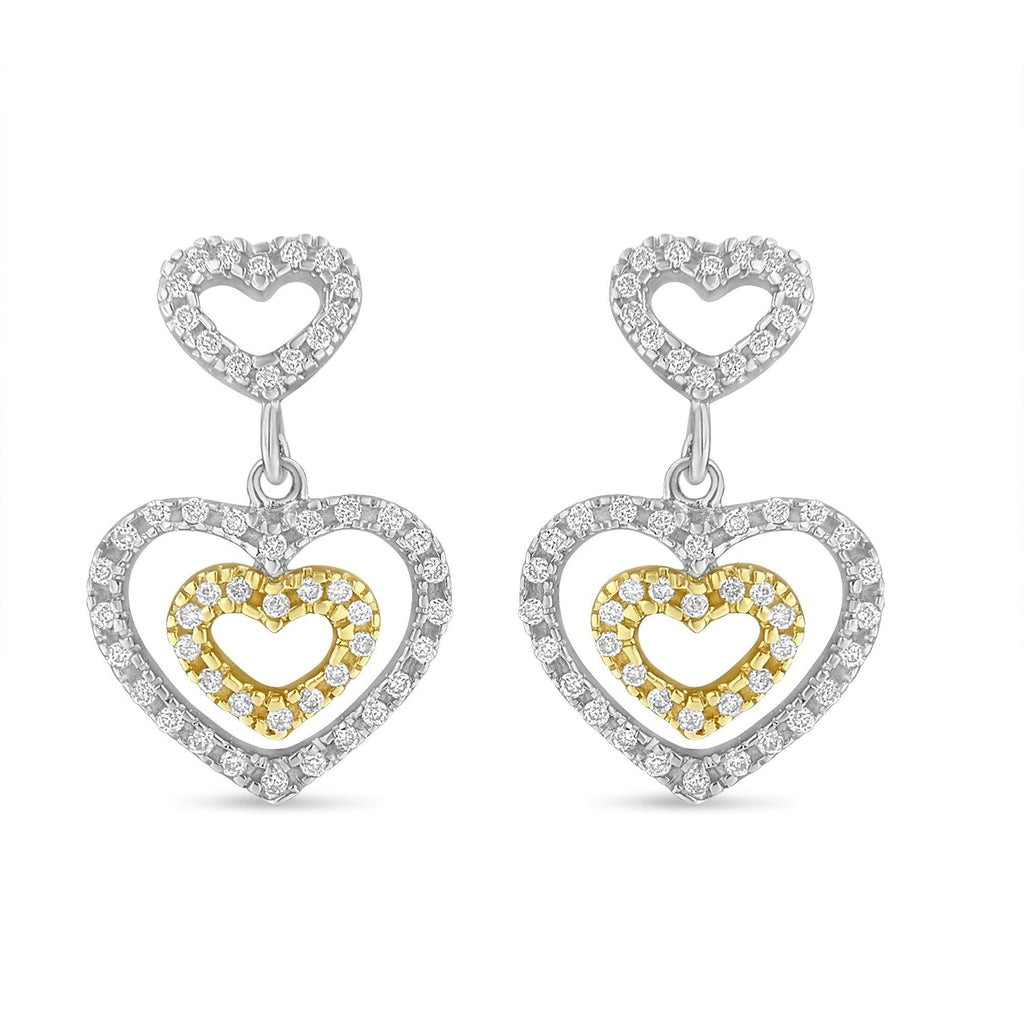 14K Two Toned 1/2 cttw Round Cut Diamond Earrings (H-I, SI1-SI2) - Friggin Jewelry