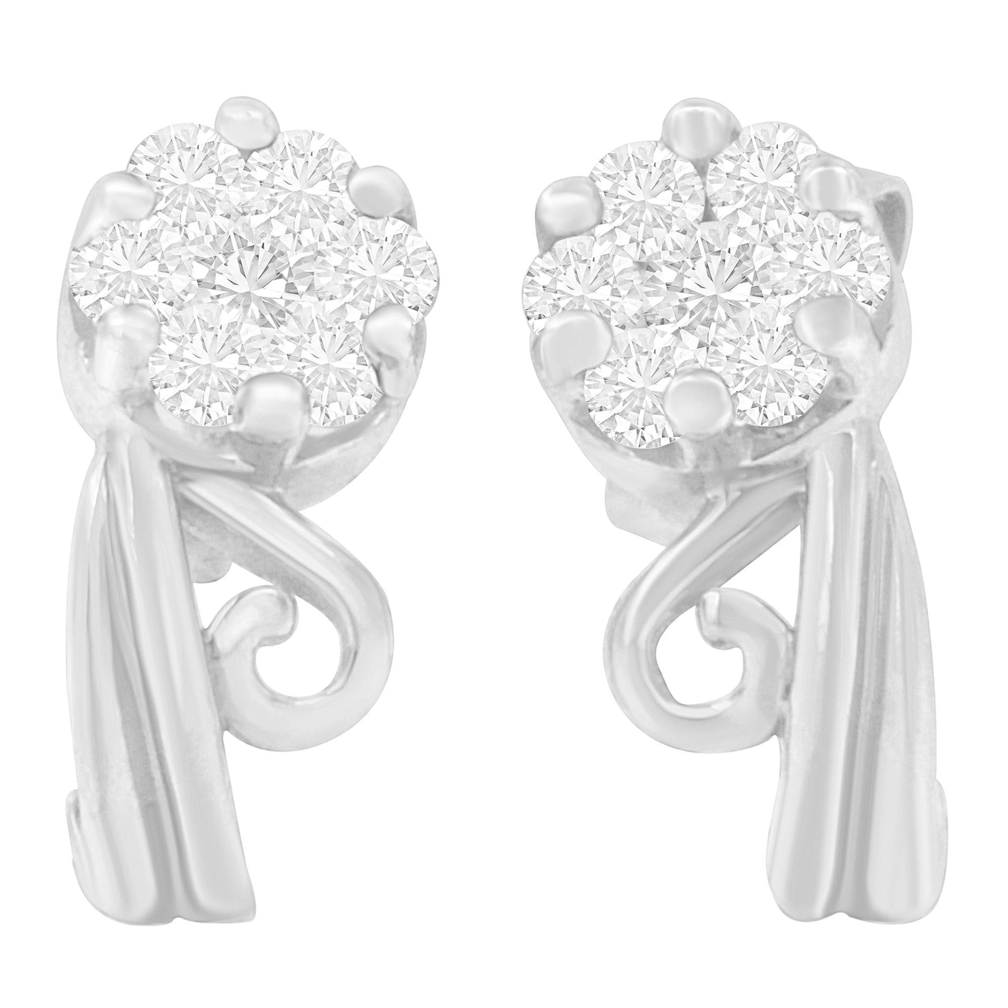 14K White Gold 1/2 cttw Round Cut Diamond Earrings (H-I, I1-I2) - Friggin Jewelry