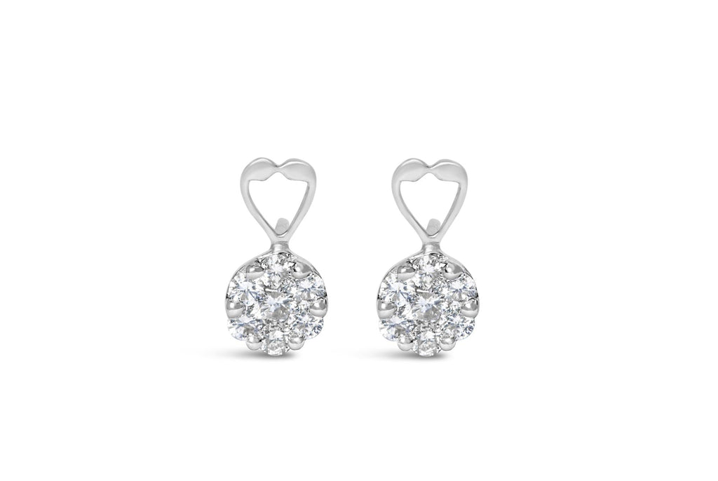 Orecchini in oro bianco 14 carati con diamanti taglio rotondo da 1 1/4 ct (HI, I1-I2) - Friggin Jewelry