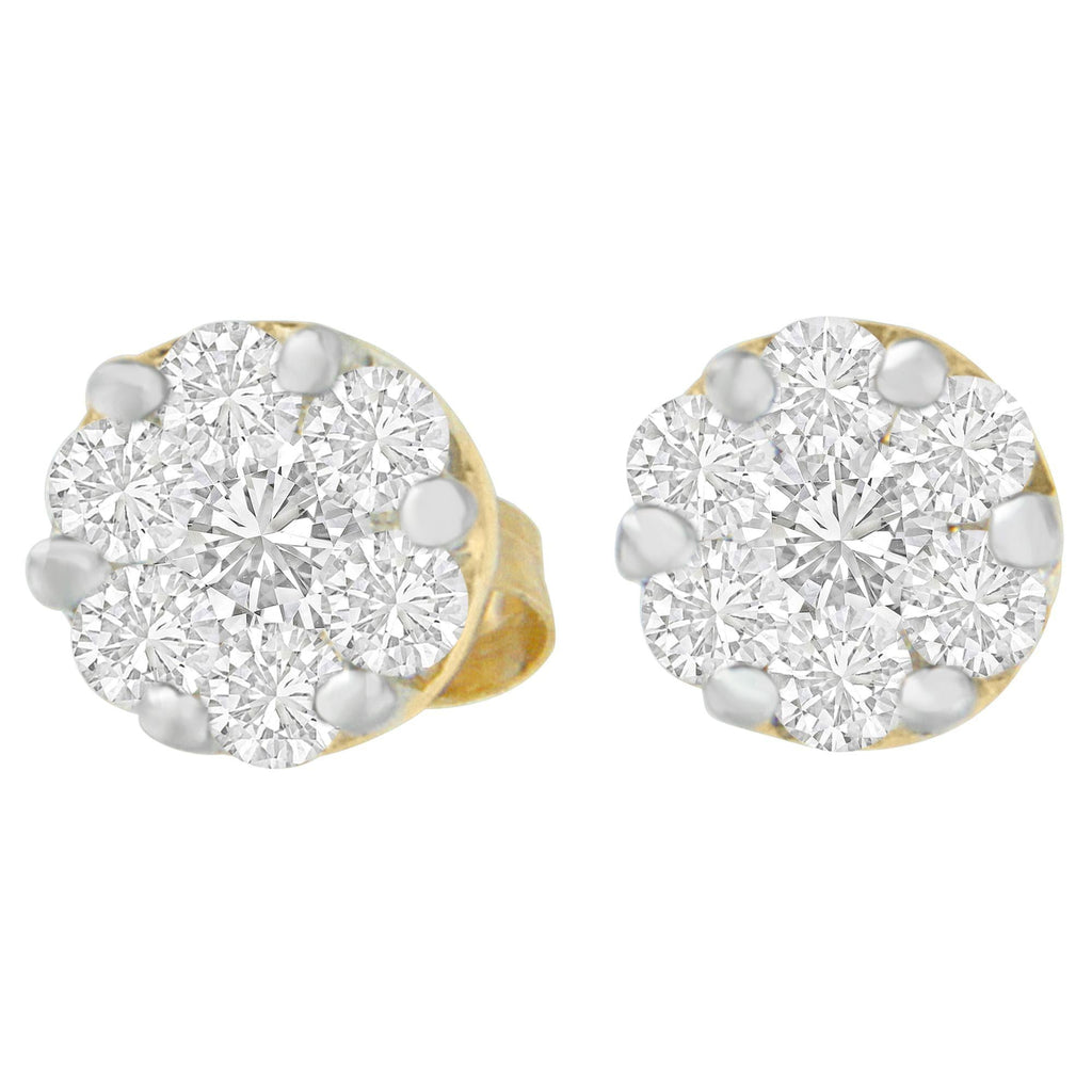 Aretes de oro amarillo de 14 quilates con diamantes de talla redonda de 3/4 ct (IJ, SI2-I1) - Friggin Jewelry