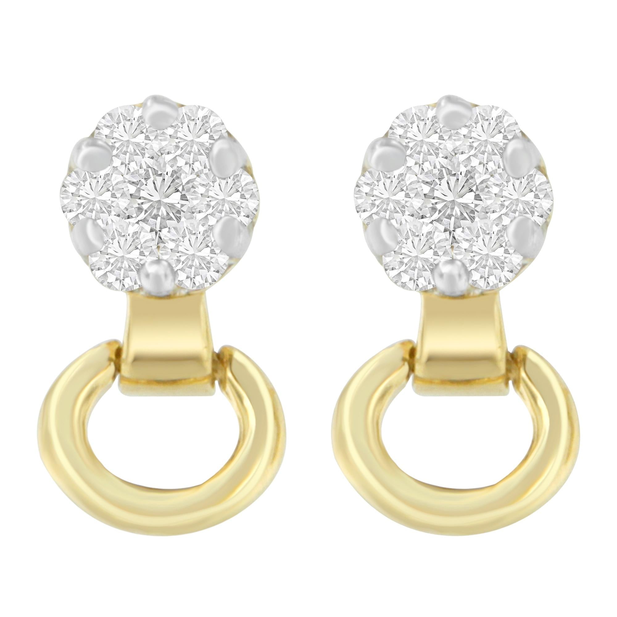 Aretes de oro amarillo de 14 quilates con diamantes de 1/2 ct (IJ, SI1-SI2) - Friggin Jewelry