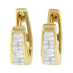 Orecchini in oro giallo 14k con diamanti taglio princess e baguette da 1/2 ct TDW (IJ, VS1-VS2) - Friggin Jewelry