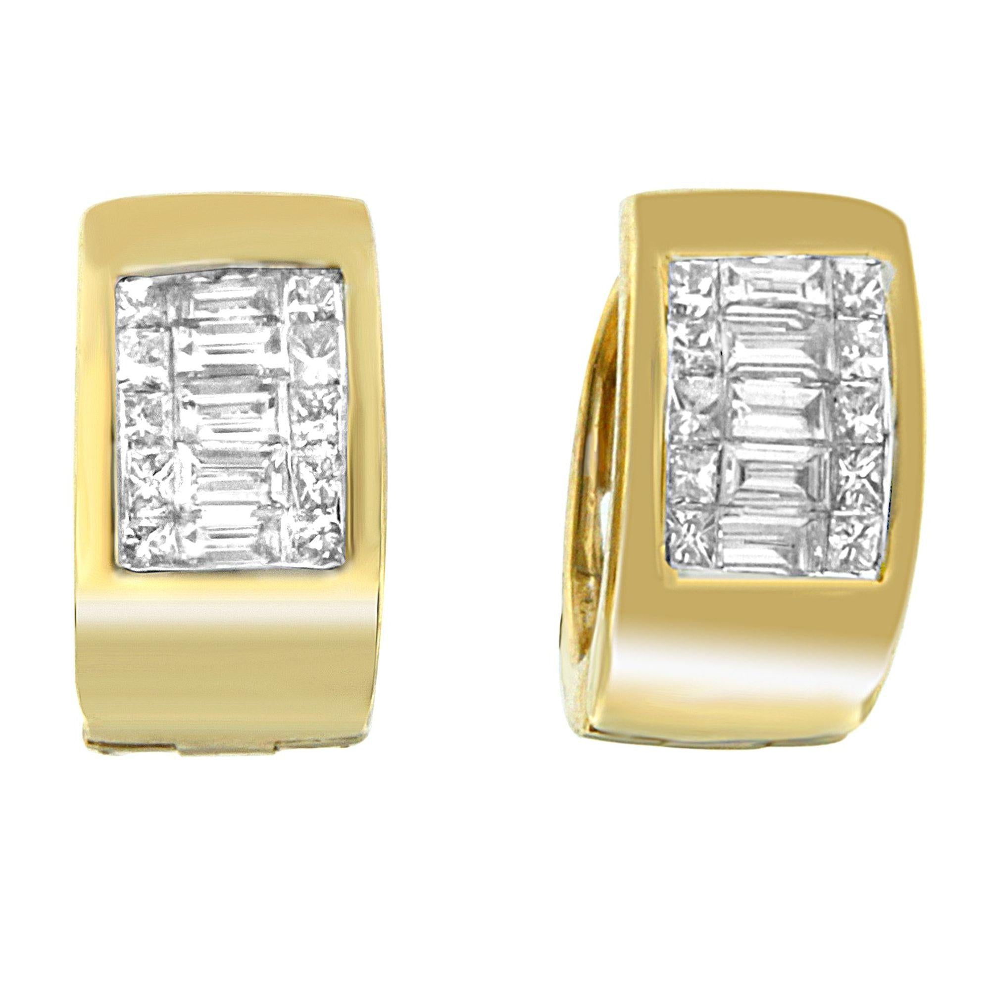 14K Yellow Gold 1/2 cttw Diamond Huggie Earrings (H-I, VS2-SI1) - Friggin Jewelry