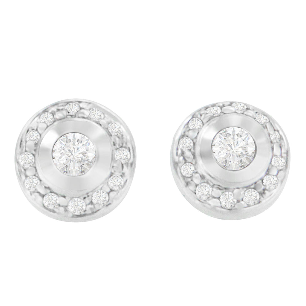 Pendientes de oro blanco de 14 quilates con diamantes de talla redonda de 1/3 ct (HI, SI2-I1) - Friggin Jewelry