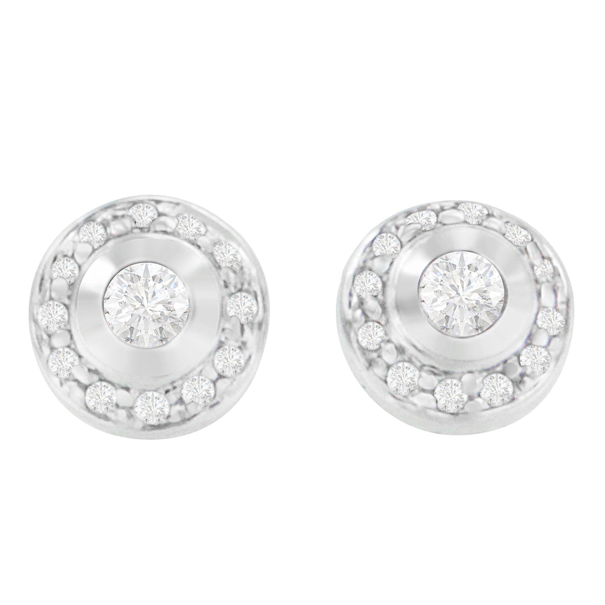 Pendientes de oro blanco de 14 quilates con diamantes de talla redonda de 1/3 ct (HI, SI2-I1) - Friggin Jewelry