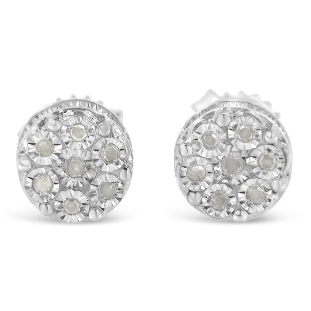 Pendientes de plata de ley con diamantes en racimo (0,15 cts, color IJ, claridad I3) - Friggin Jewelry