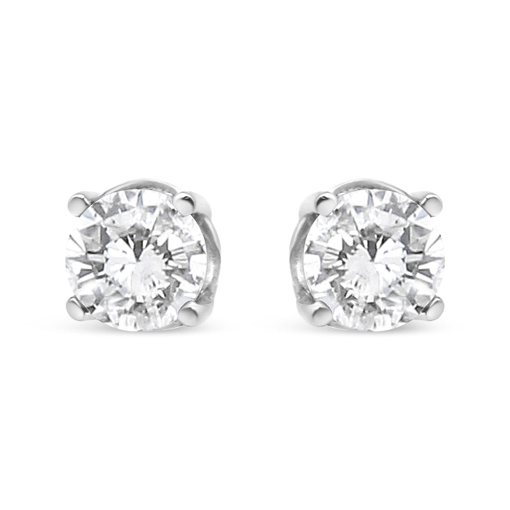 14K White Gold 3/4 Cttw Lab Grown Diamond 4-Prong Classic Stud Earrings (F-G Color, VS2-SI1 Clarity) - Friggin Jewelry
