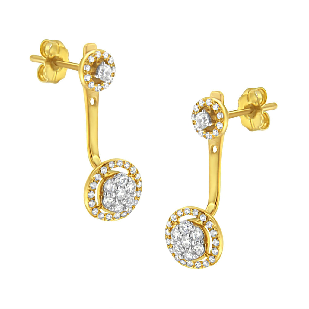 14K Yellow Gold Plated .925 Sterling Silver 5/8 Cttw Diamond Removable Stud and Dangle Earrings (I-J Color, I2-I3) - Friggin Jewelry