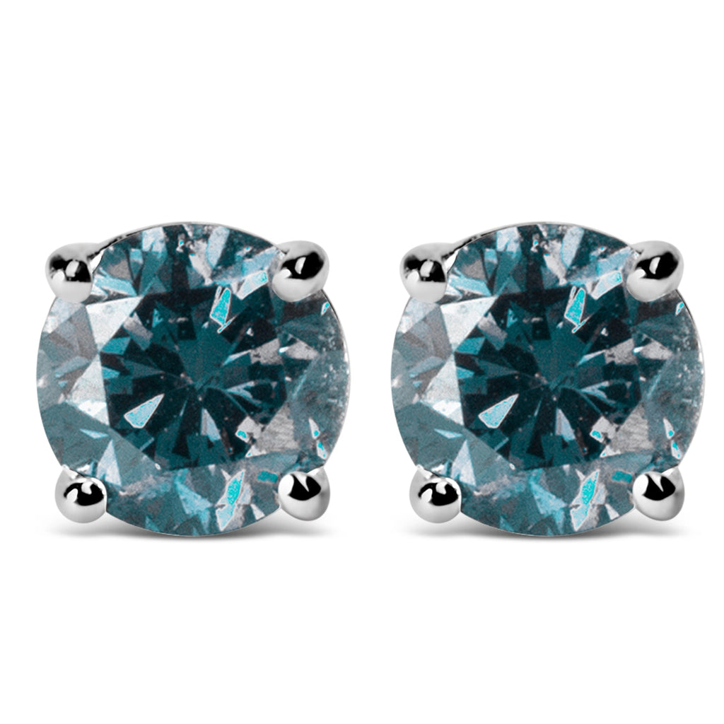 Aretes de oro de 14 quilates con diamantes azules cultivados en laboratorio y cierre de rosca - Friggin Jewelry