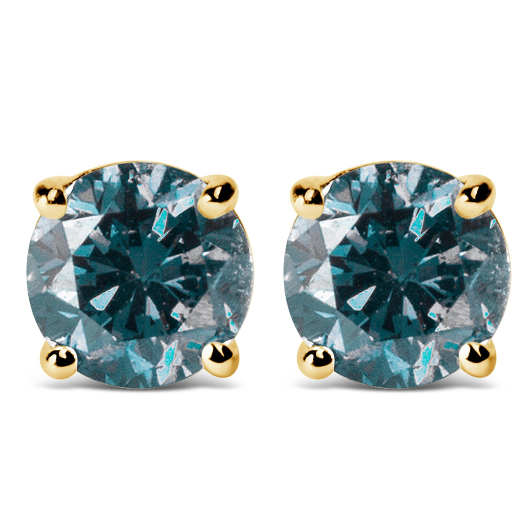 Aretes de oro de 14 quilates con diamantes azules cultivados en laboratorio y cierre de rosca - Friggin Jewelry