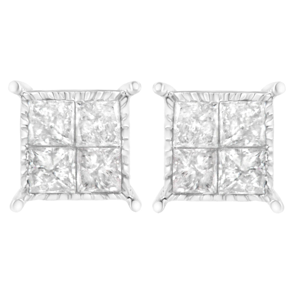 Sterling Silver 3/4 cttw Composite Diamond Stud Earrings (I-J, I2-I3) - Friggin Jewelry