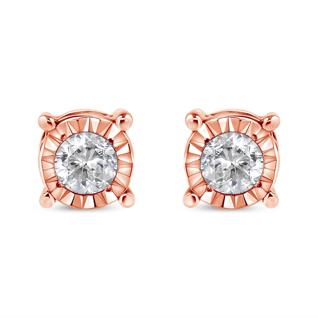 Pendientes de botón de plata de ley 925 con diamantes redondos casi incoloros de 1/5 quilates engastados milagros - Friggin Jewelry