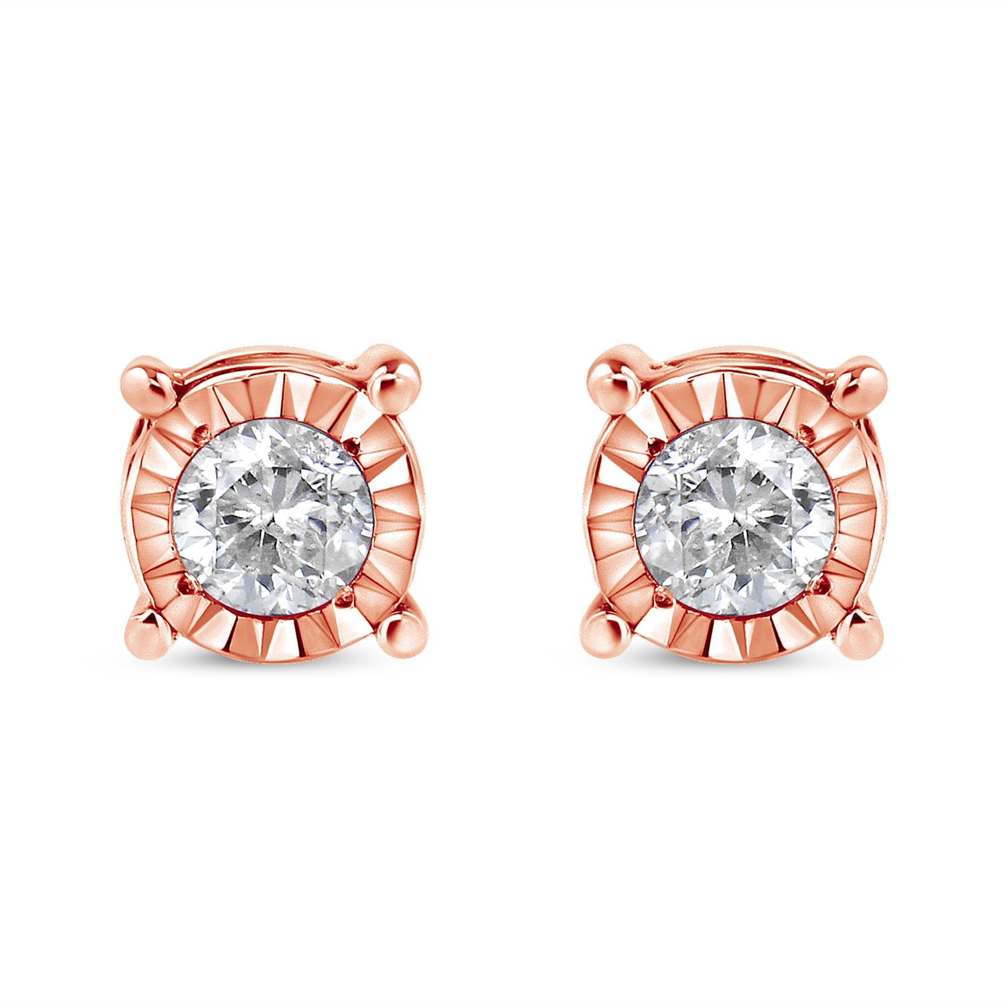 Pendientes de botón de plata de ley 925 con diamantes redondos casi incoloros de 1/5 quilates engastados milagros - Friggin Jewelry