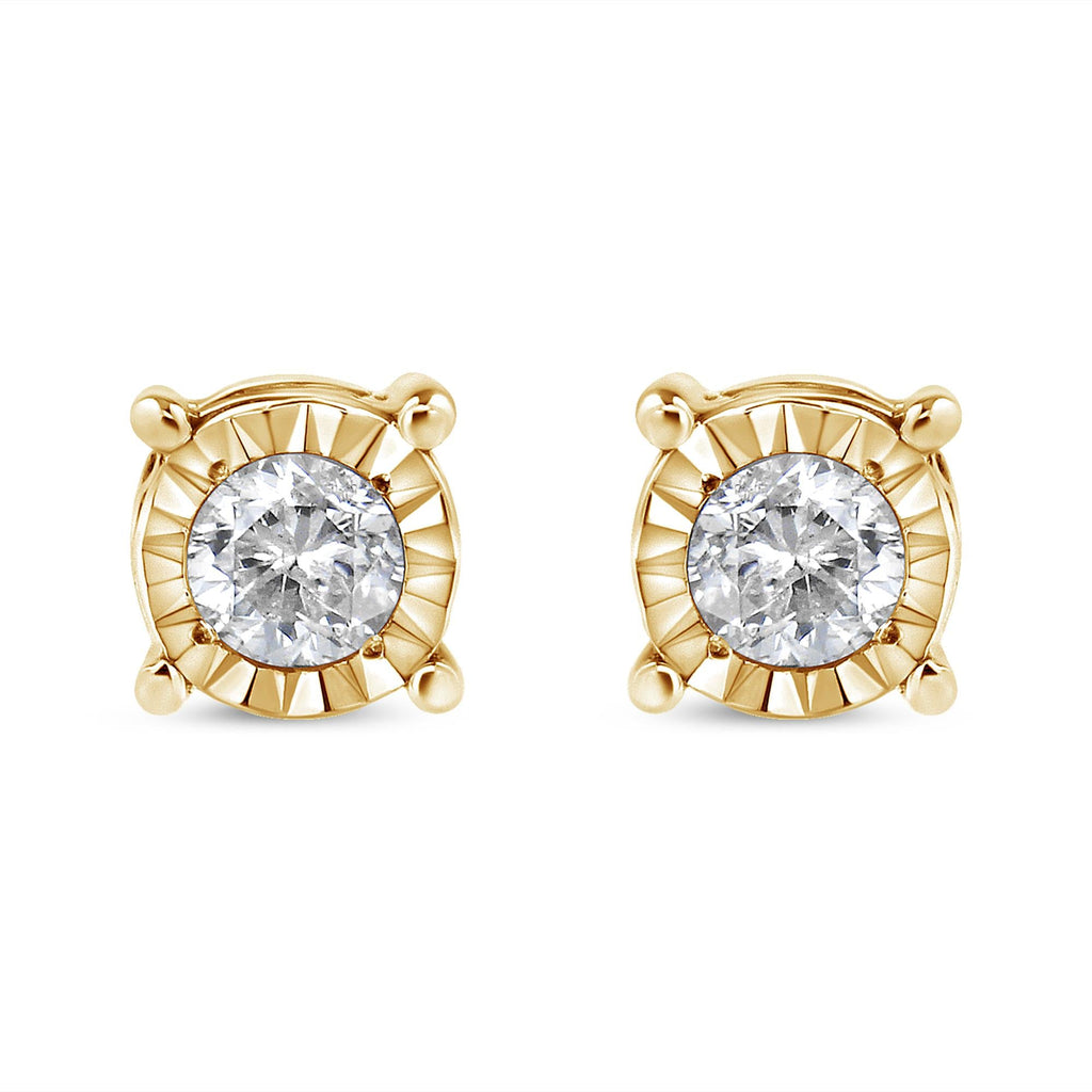 Pendientes de botón de plata de ley 925 con diamantes redondos casi incoloros de 1/5 quilates engastados milagros - Friggin Jewelry