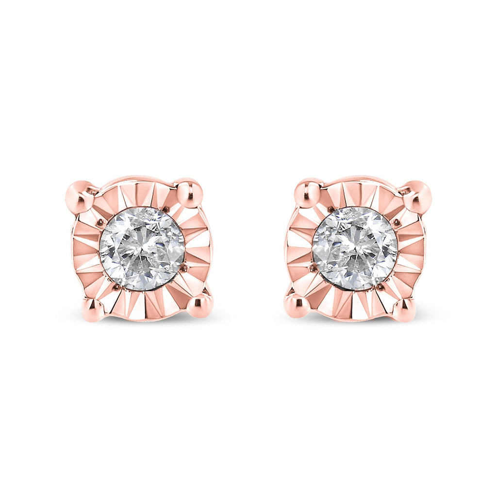 Orecchini a bottone in argento sterling 925 con diamanti taglio brillante rotondo da 1/10 ct - Friggin Jewelry