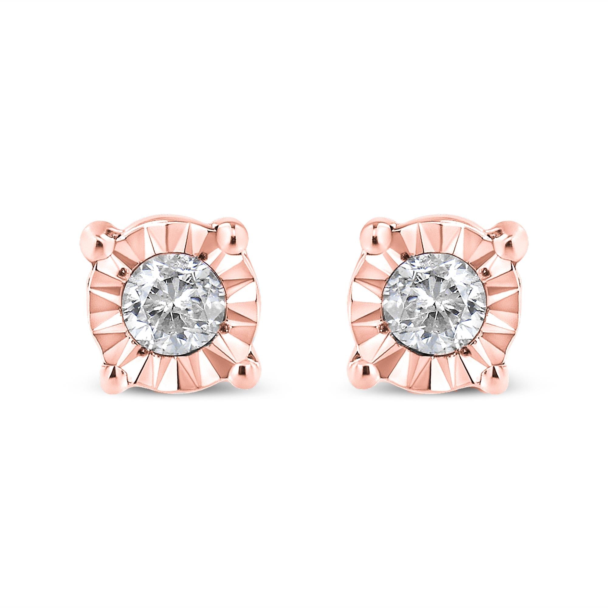.925 Sterling Silver 1/10 Cttw Round Brilliant-Cut Diamond Miracle-Set Stud Earrings - Friggin Jewelry