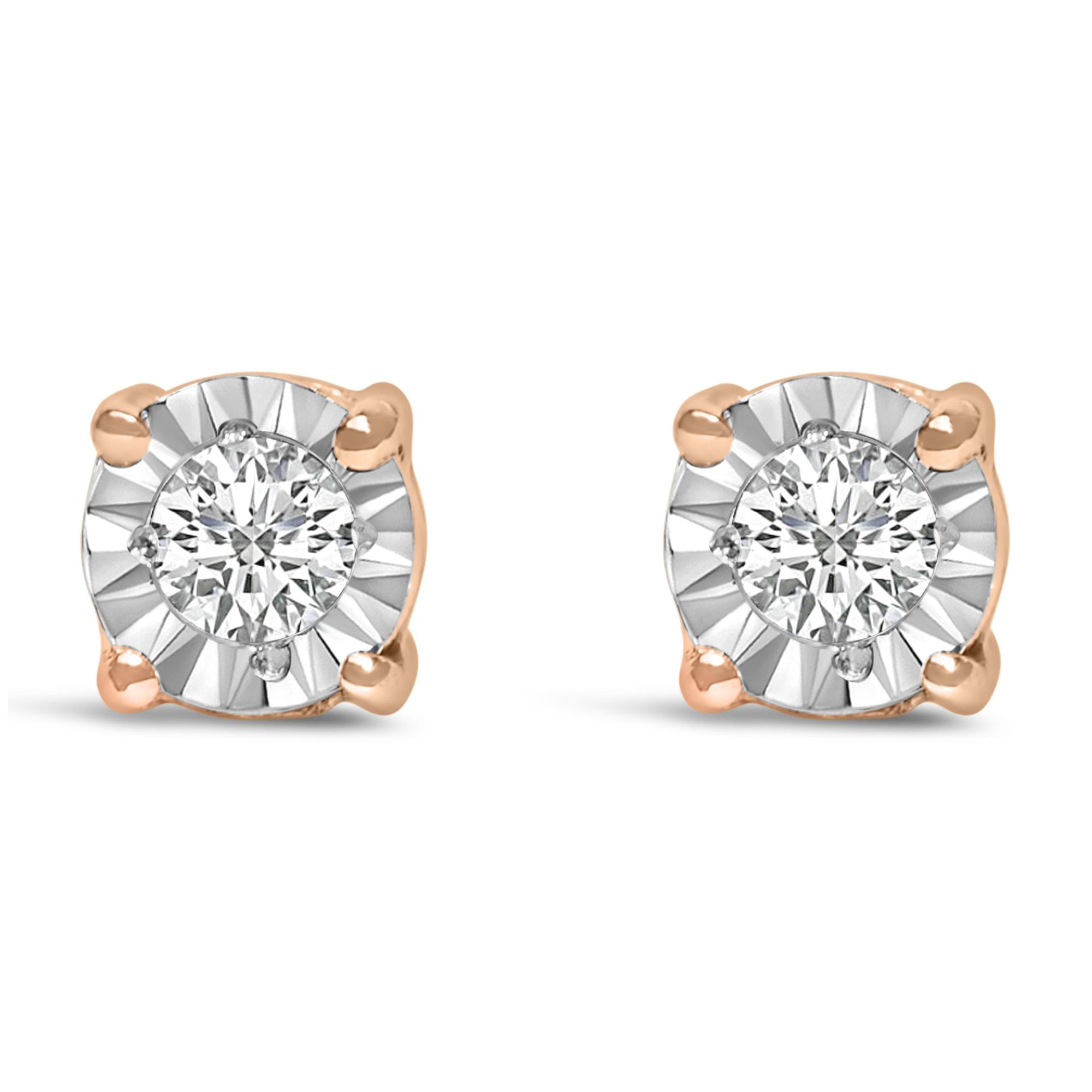 Aretes de plata de ley 925 con diamantes cultivados en laboratorio de talla brillante redonda de 1/10 quilates engastados milagros (color FG, claridad VS1-VS2) - Friggin Jewelry