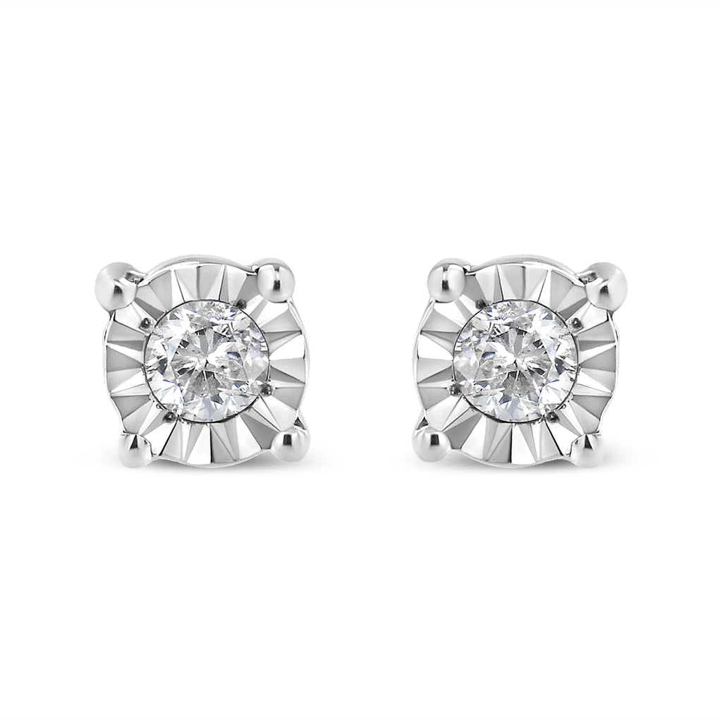Orecchini a bottone in argento sterling 925 con diamanti taglio brillante rotondo da 1/10 ct - Friggin Jewelry