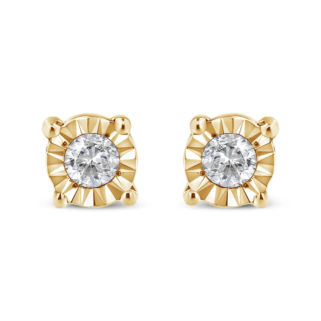 Orecchini a bottone in argento sterling 925 con diamanti taglio brillante rotondo da 1/10 ct - Friggin Jewelry