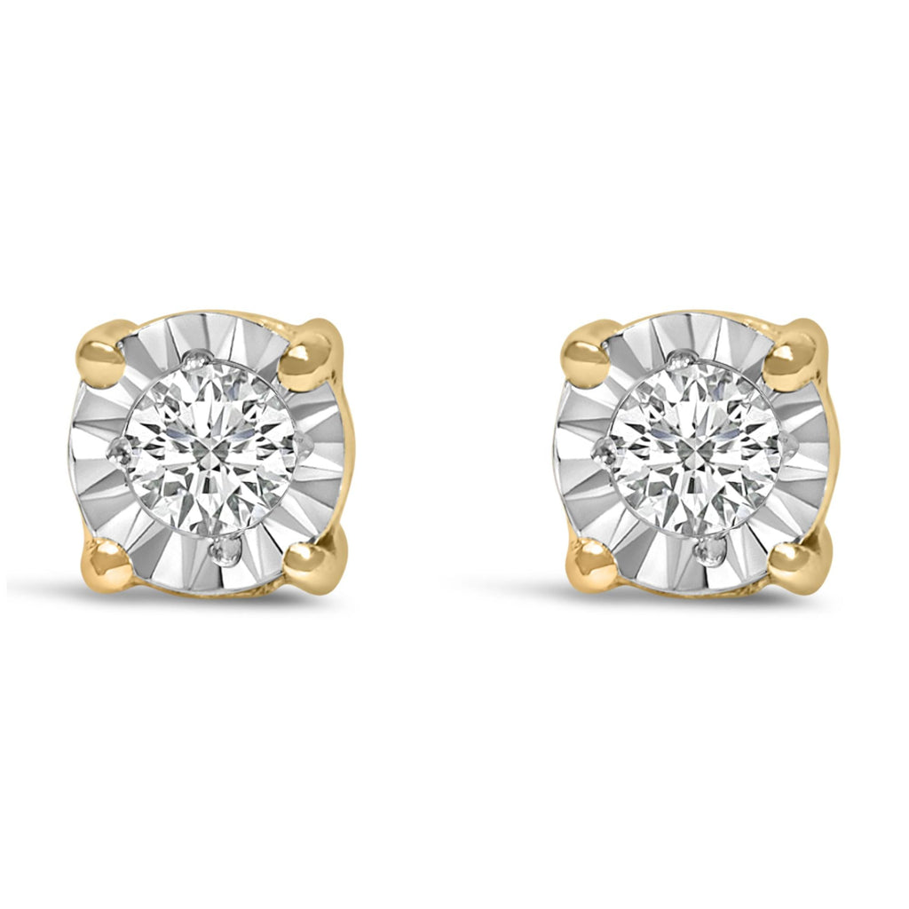Aretes de plata de ley 925 con diamantes cultivados en laboratorio de talla brillante redonda de 1/10 quilates engastados milagros (color FG, claridad VS1-VS2) - Friggin Jewelry