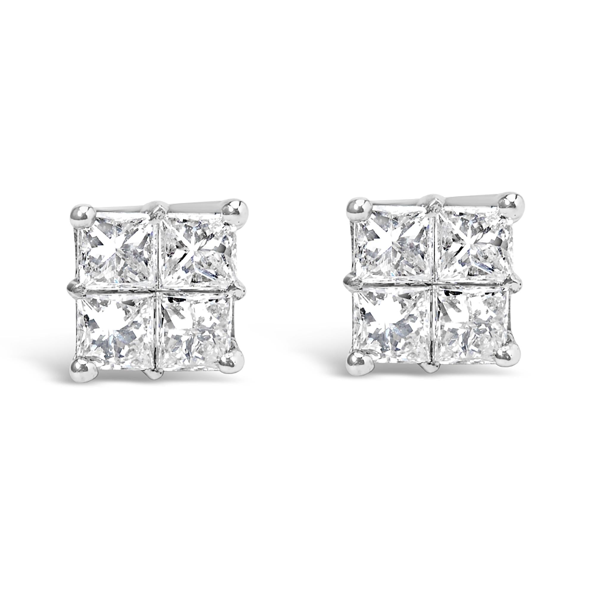 10KT White Gold Diamond Composite Stud Earring (1/4 cttw, H-I Color, I1-I2 Clarity) - Friggin Jewelry