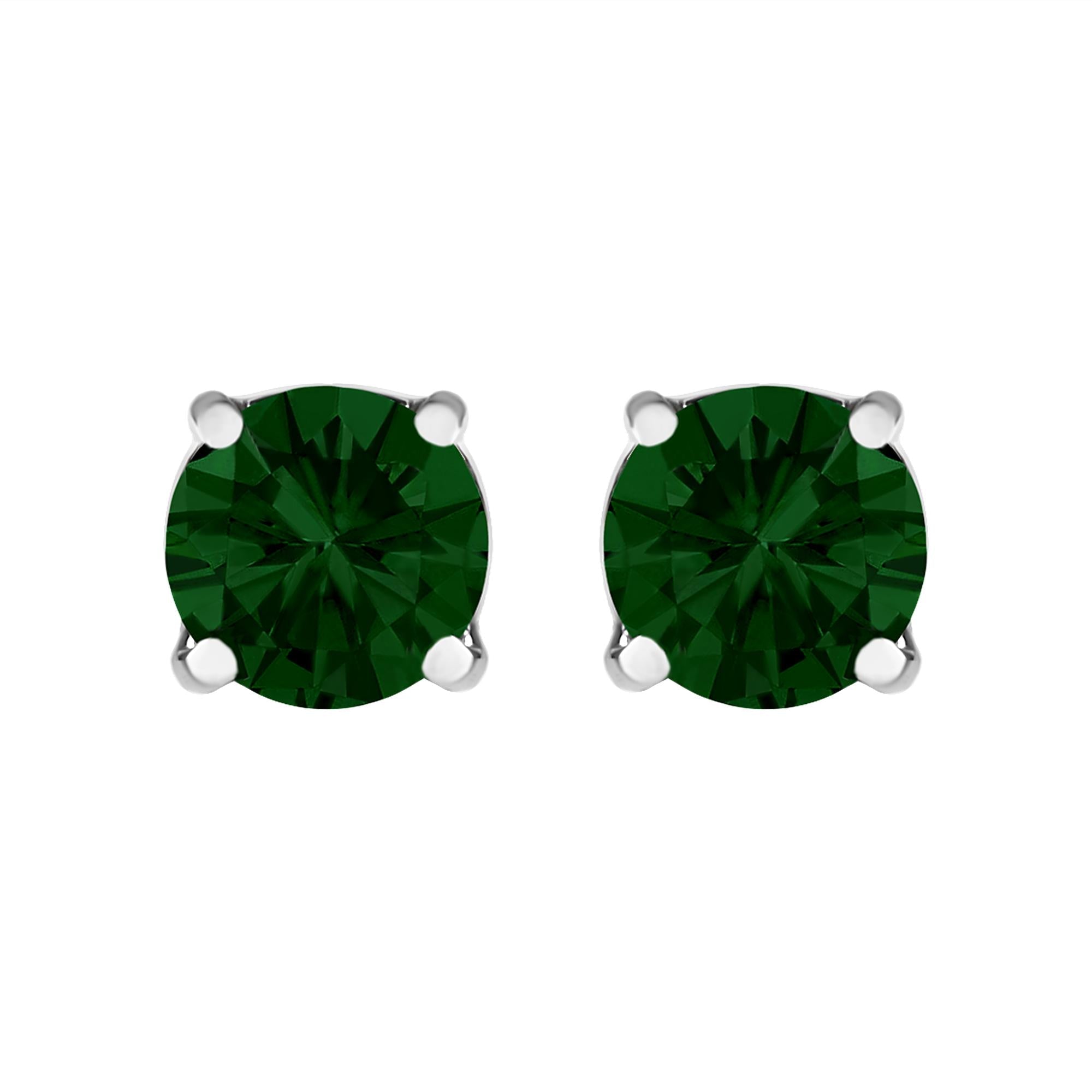 14K Gold Lab Grown Green Diamond Classic Solitaire Stud Earrings - Friggin Jewelry