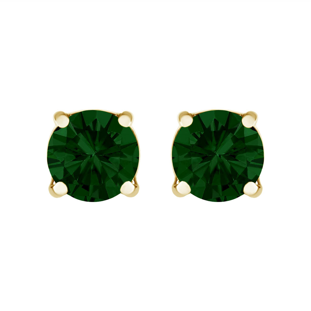 14K Gold Lab Grown Green Diamond Classic Solitaire Stud Earrings - Friggin Jewelry