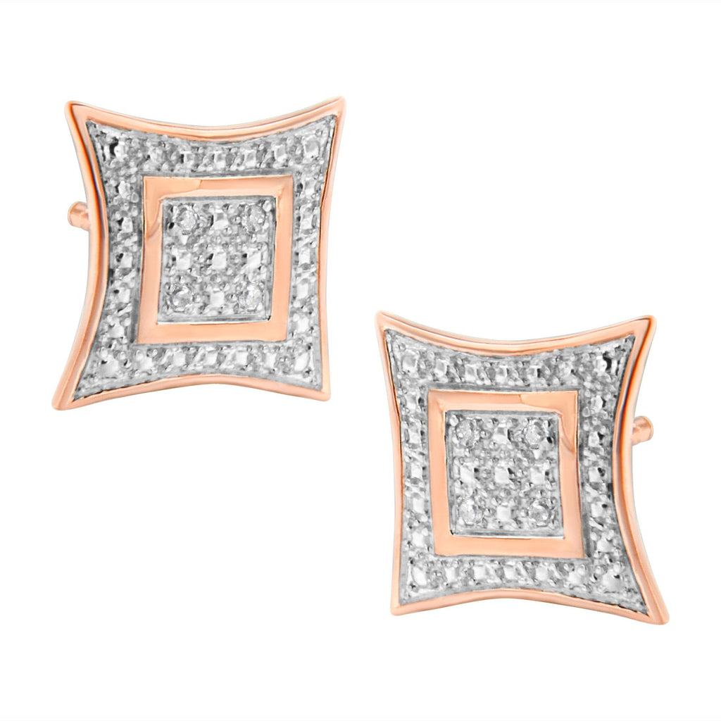 Pendientes de botón de plata de ley 925 con halo de estrella de cuatro puntas y detalles de diamantes (color HI, claridad I2-I3) - Friggin Jewelry